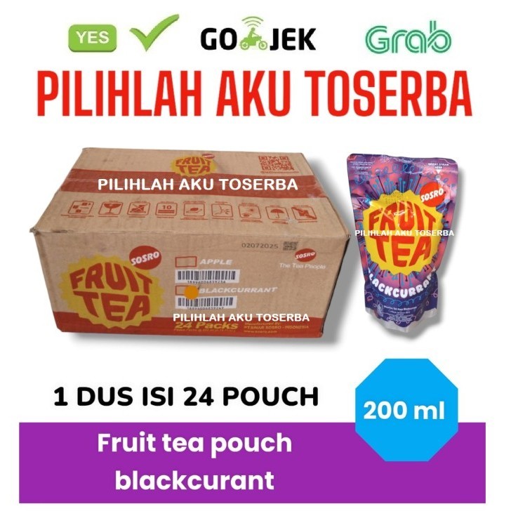 

Fruit Tea Sosro BLACKCURRANT Kemasan POUCH 200 ml - ( HARGA 1 DUS ISI 24 )