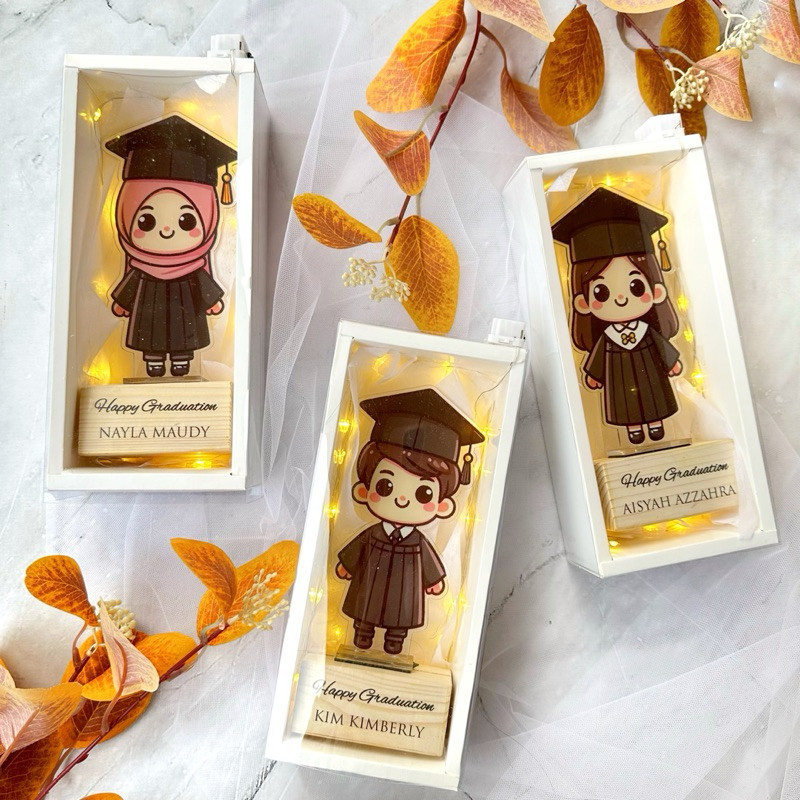 Akrilik Piala Wisuda | Kado Unik Wisuda Piala Wisuda Akrilik + Lampu | Satu Set Plakat Wisuda + Lamp