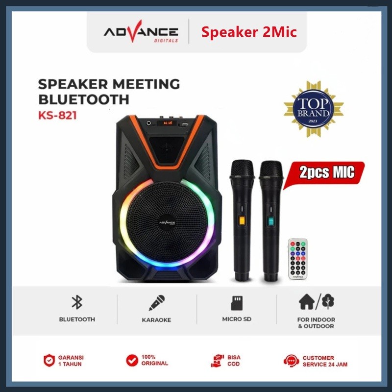 【COD】Advance Speaker Bluetooth 2 Mic 8 inch Bluetooth Speaker Microphone Wireless KS-821