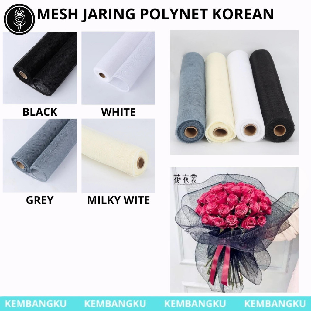 

(1 METER) Flower Wrapping Paper Polynet Korea / Mesh Roll Tile Jaring