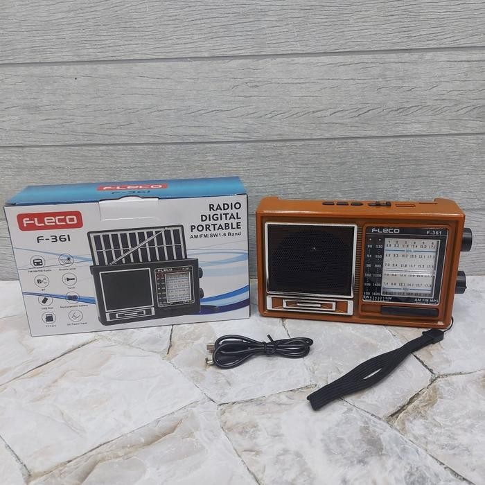 TERLARIS Radio Jadul Bluetooth Am FM SW Cas Matahari Solar Senter USB TF Card Fleco F 361