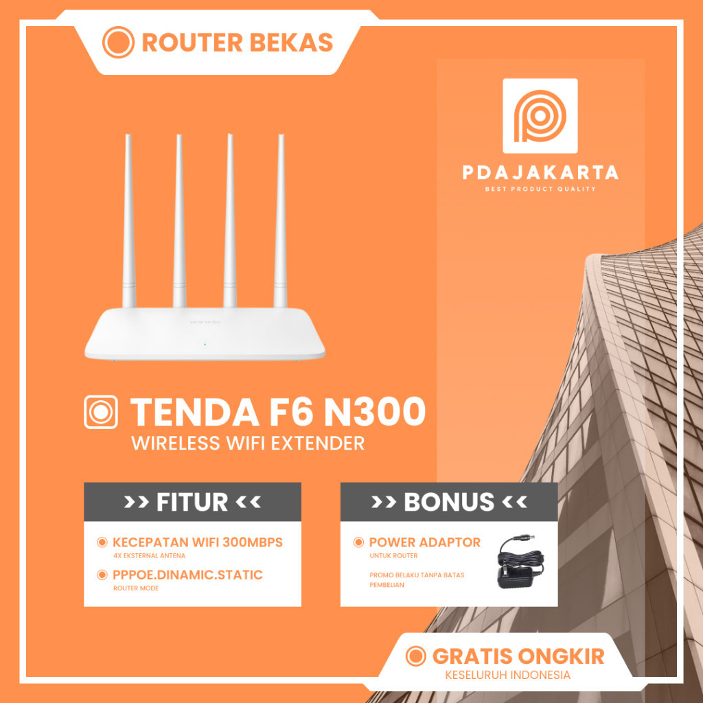 Router Tenda F6 N300 Wireless Router WiFi 300Mbps 4 Antena Bekas Original