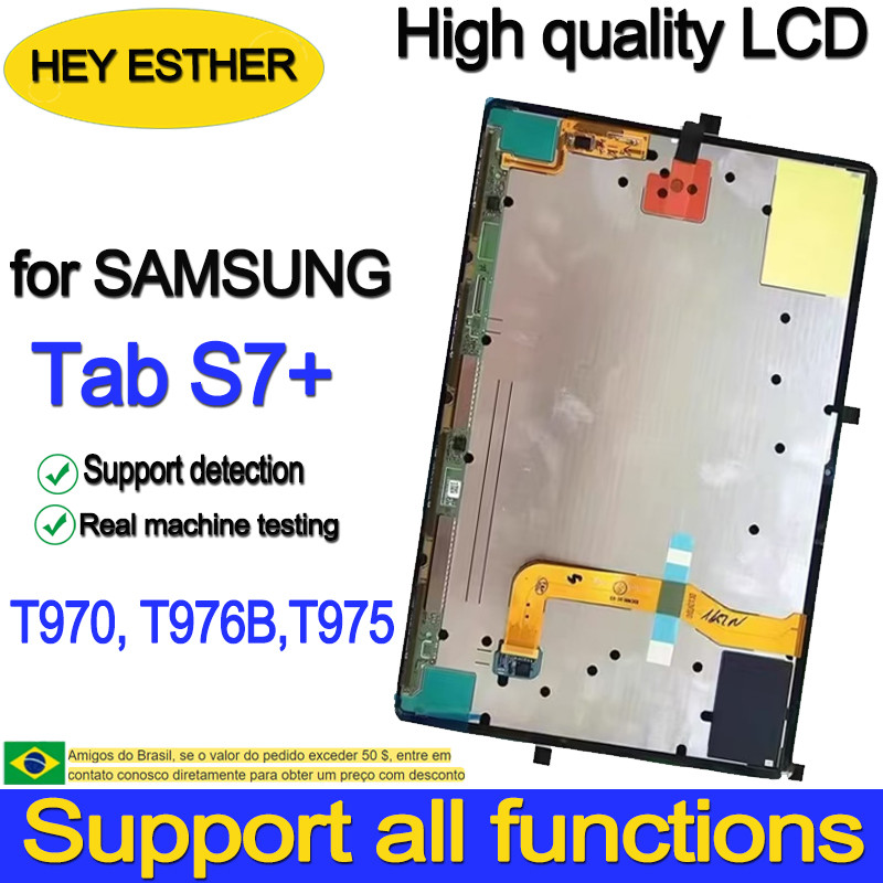 Super AMOLED, 120Hz, HDR10+ 12.4 " S7 Plus LCD For Samsung Tab S7+ SM-T970 SM-T976B SM-T975 With Tou