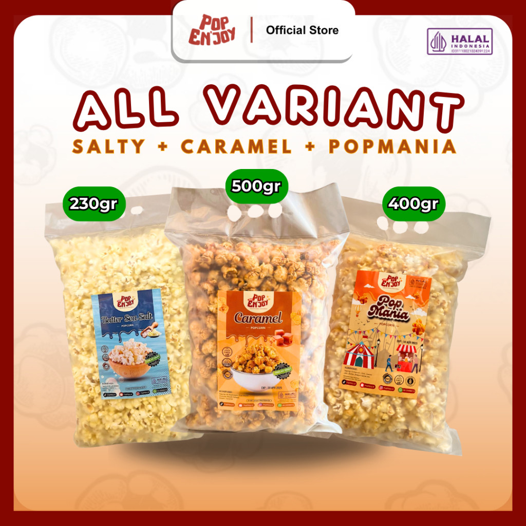 

[PUAS] ALL VARIAN POPCORN 3 RASA - PopENjoy / 3 Rasa Camilan Crispy Popkorn Jagung Sehat Premium