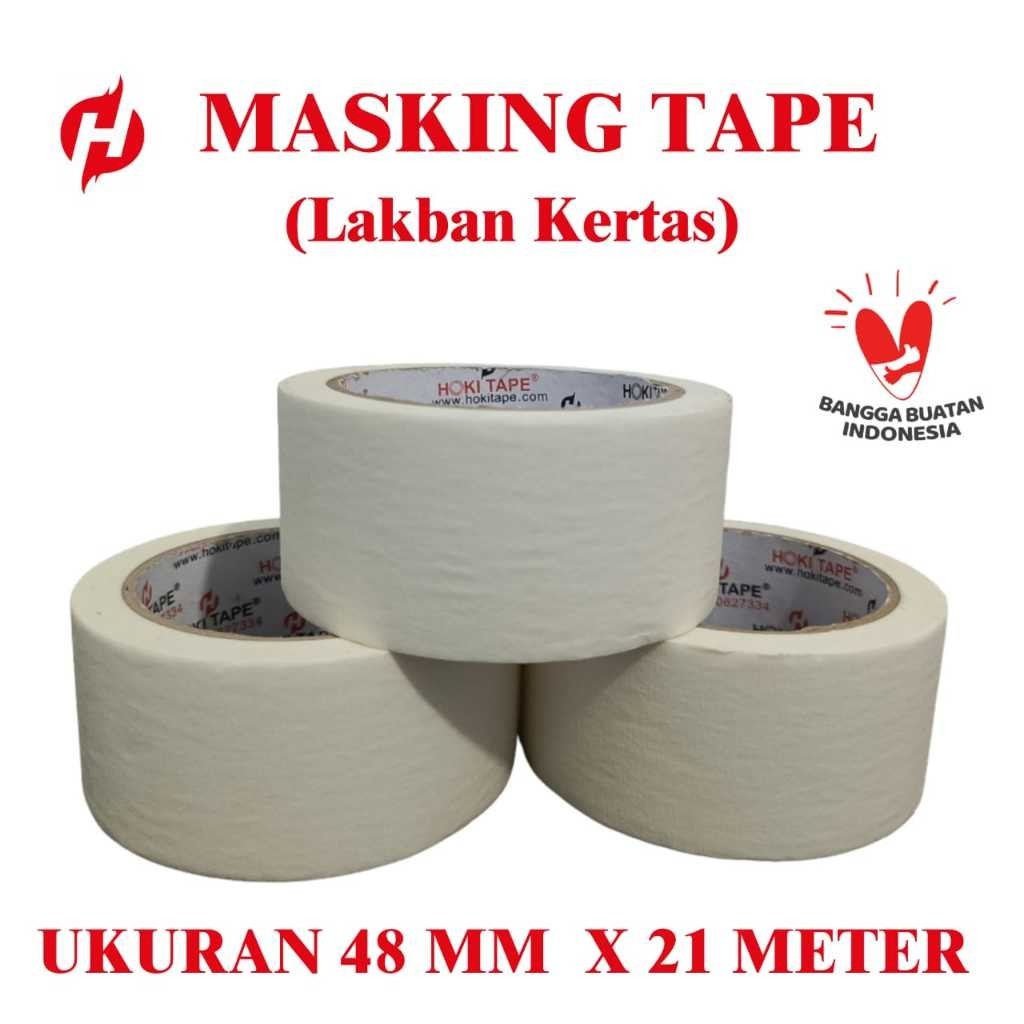 

Lakban Kertas Putih 48mm x 21 meter Full ~~ Ukuran Asli Buka BC "Hoki" Solatip Isolasi Isolatif