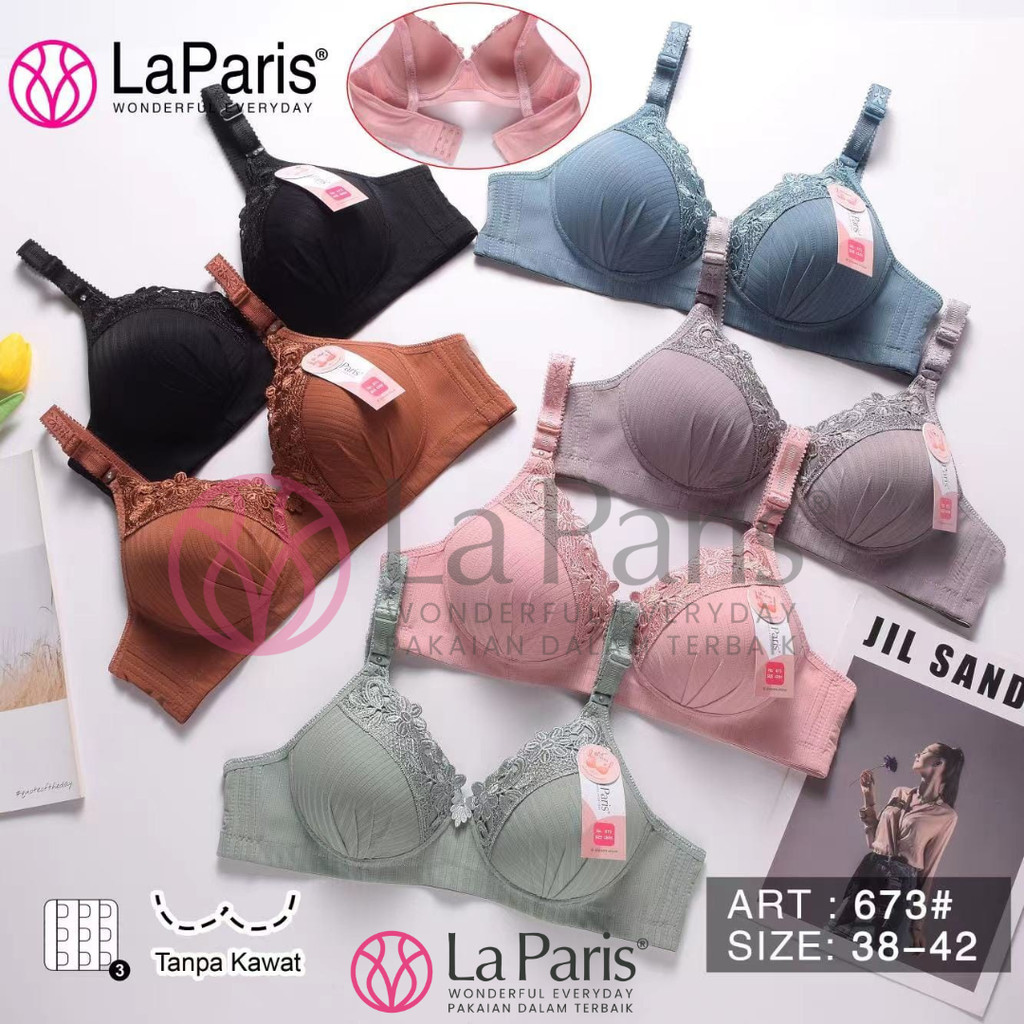 Bra Tanpa Kawat Fashion New Arrival Busa Renda Bunga Lembut Kait 3 36 - 42 by La Paris Underwear 673