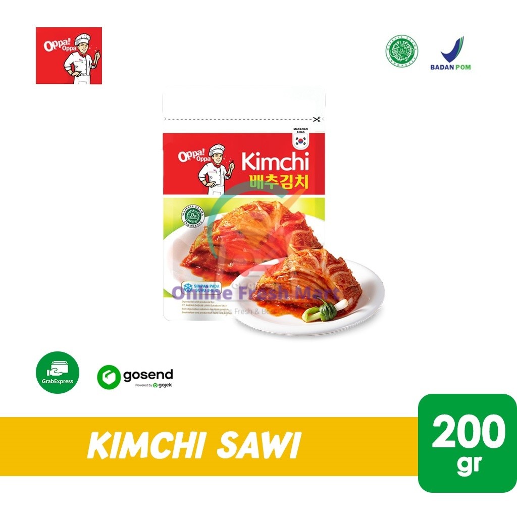 OPPA Kimchi Sawi Fresh / Jongga Kimchi Halal Korea / Cut Cabbage (200 gr) GOSEND - Online Fresh Mart