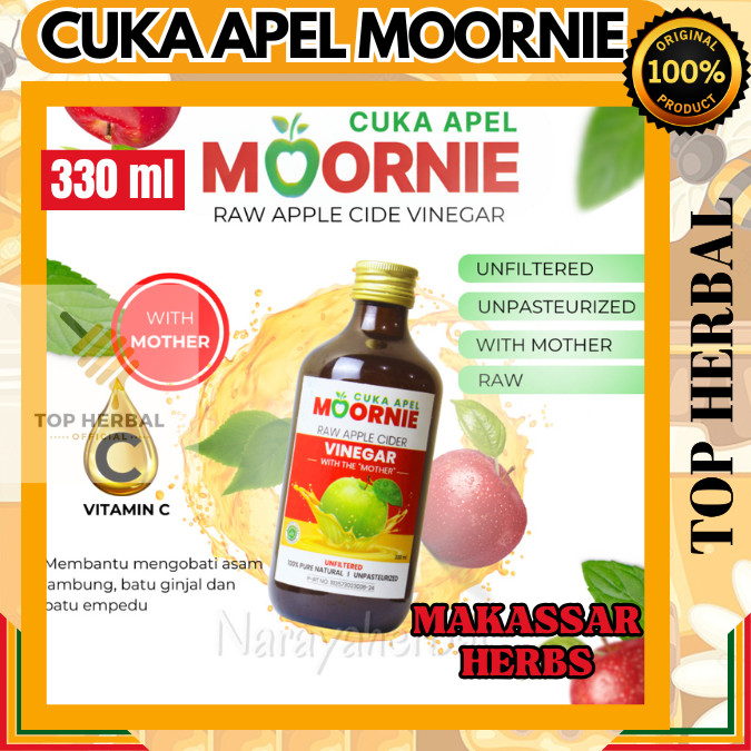 

Cuka APEL MOORNIE With Mother Asli Original 100% Apple Cider Vinegar Murni Apel Utuh Diet Kesehatan Top Herbal Makassar