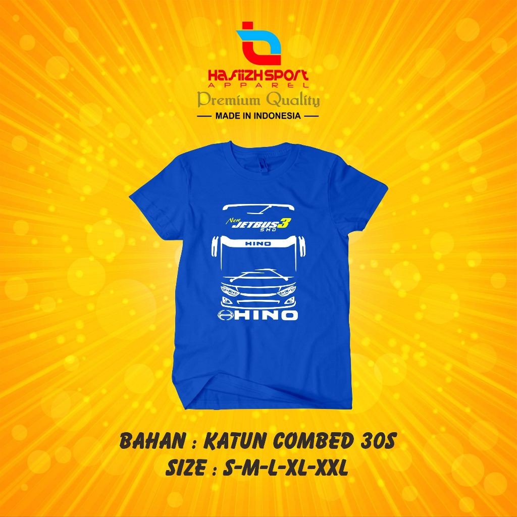 KAOS BAJU MOBIL BUS HINO NEW JETBUS 3 SHD BAHAN PREMIUM