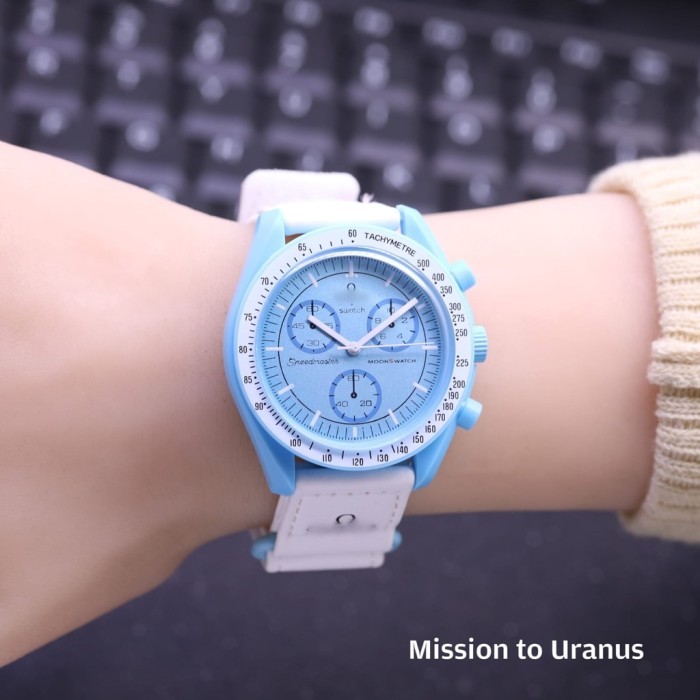 "R.V.Shop" - SALE Jam Tangan Wanita Swatch X Omega Moonwatch 4Cm Chrono Variasi Plus Box - Gambar 1