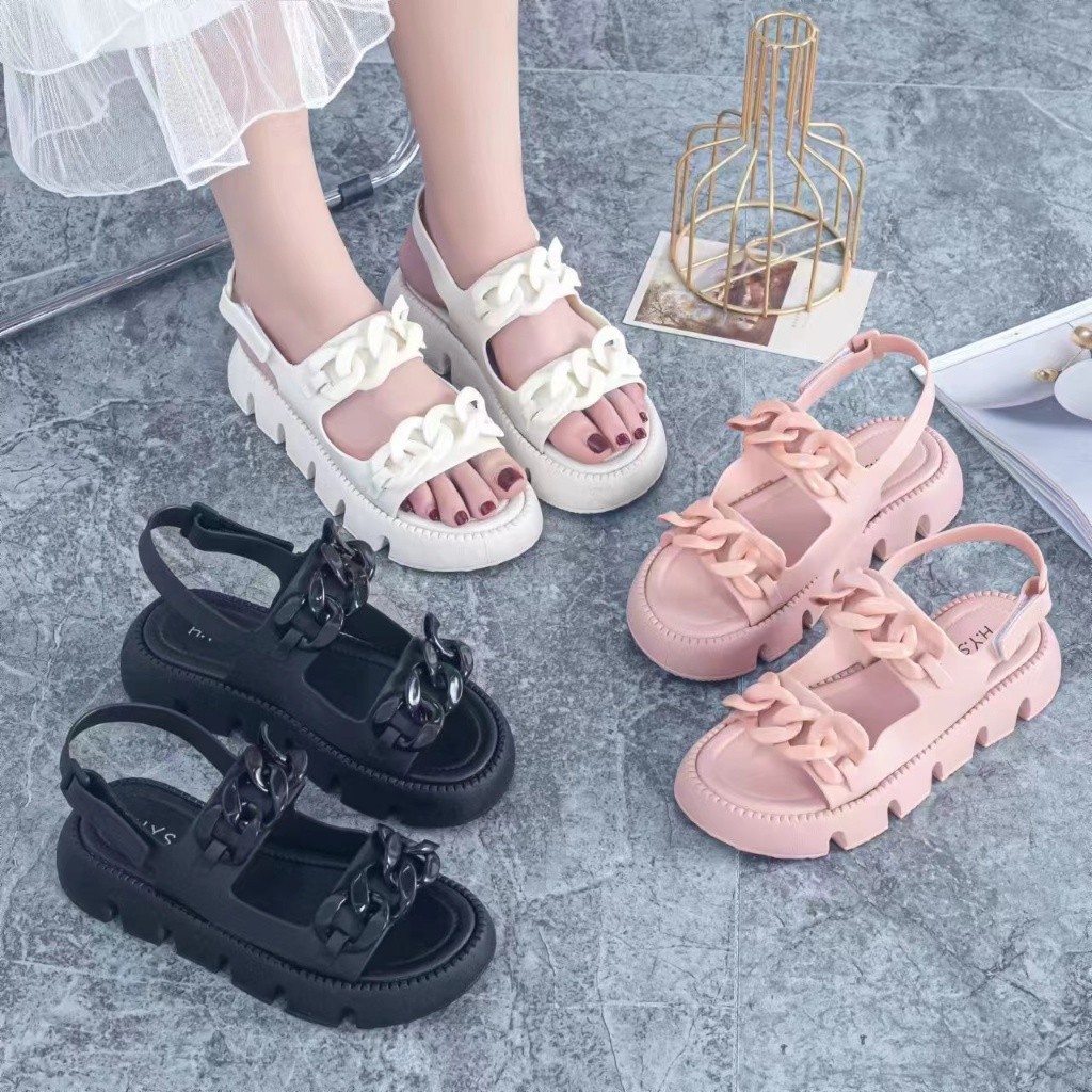 Sandal Wanita Sandal Tali Empuk Tebal Karet Jelly Wanita