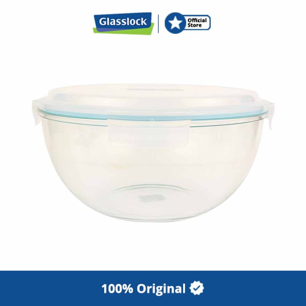 Glasslock 4 ltr Mangkuk Adonan - Biru Muda Mangkok Baskom Adonan Food Grade Dough Mixing Bowl Wadah 