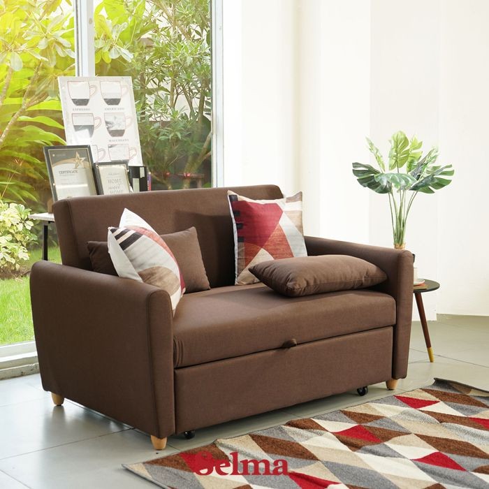 Selma Laguna Sofa Bed Fabric - Cokelat Sofa Lipat Tempat Tidur Lipat Sofa Minimalis Sofa Santai