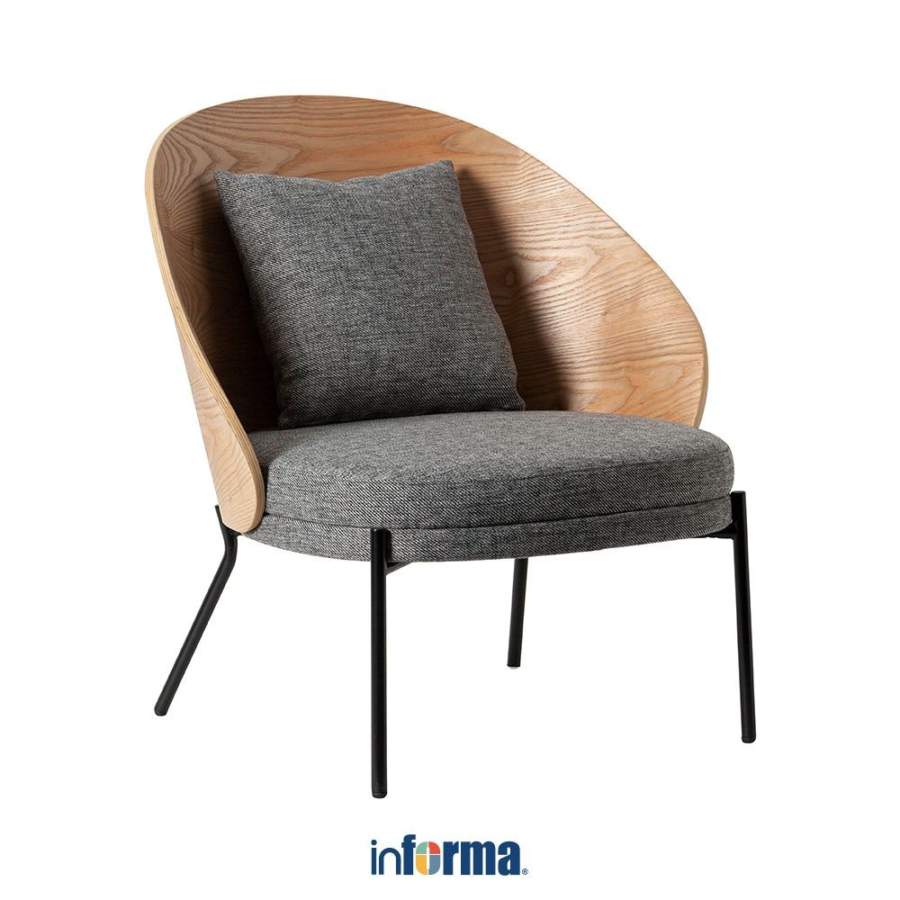 Informa Sawara Kursi Lounge - Abu-Abu Natural Aesthetic Chair Kursi Santai Serbaguna Kursi Tamu Ruma