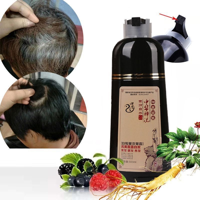 shampoo Penghitam pewarna rambut Beruban hair semir shampo penutup uban Permanen Zhi Ran