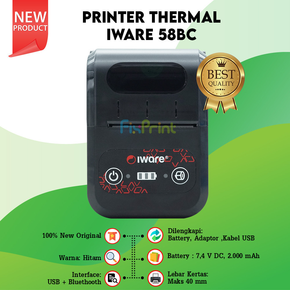 Printer Iware Mini Kasir Struk Thermal MP-58BC Usb Bluetooth MP58BC