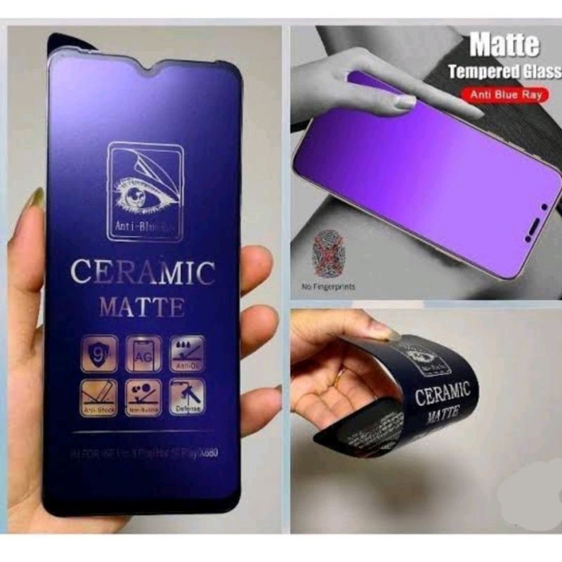 TG Ceramic Matte Blue Redmi Note 8 Tempered Glass Anti Pecah Anti Radiasi