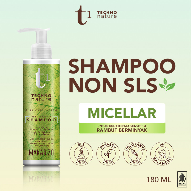 Makarizo T1 Techno Nature Micellar Shampoo 180 mL - Shampo Bebas Sulfat - T1 Makarizo Techno || Prat