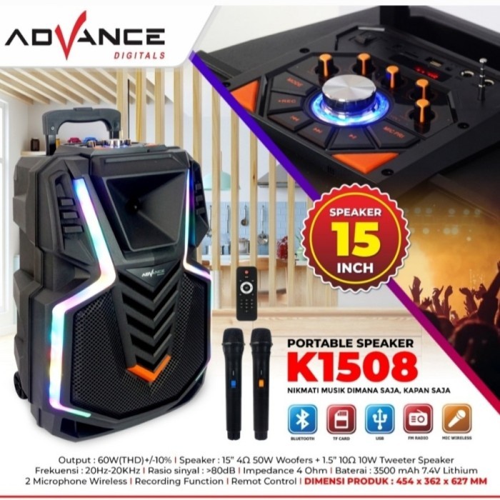 Advance Speaker Gitar Portable Bluetooth 15 inch