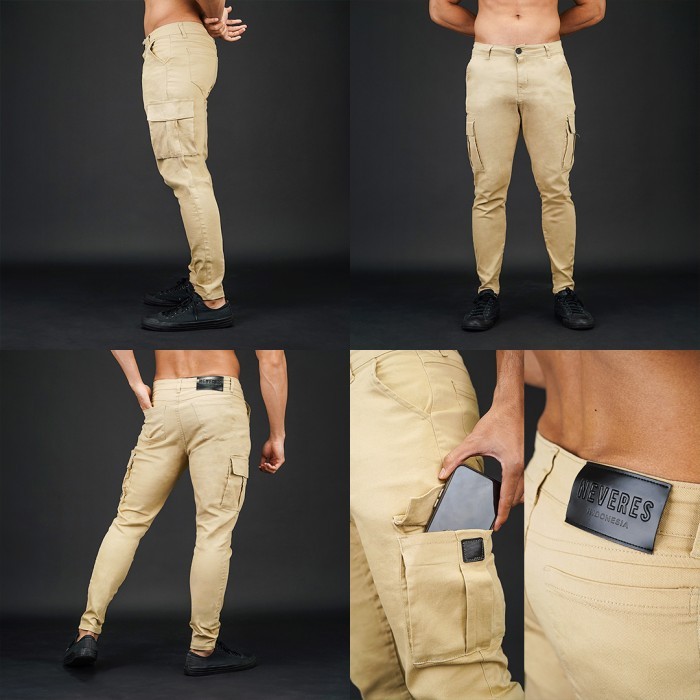 NEVERES Tactical Cargo Chino Pants - Olive Green, 36