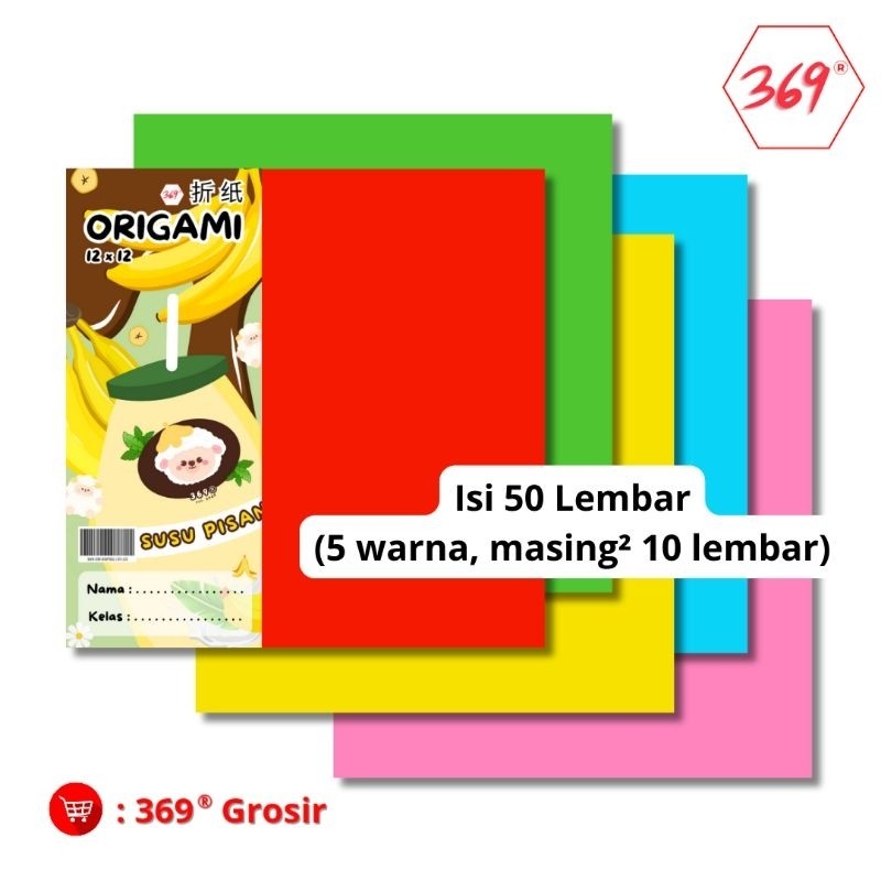 

369 - ORIGAMI / KERTAS LIPAT 12X12 ISI 50 LEMBAR - WARNA BOLAK BALIK 2 SISI