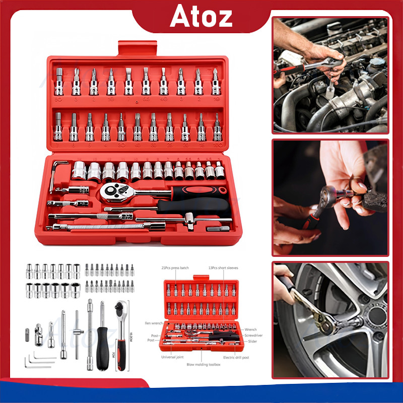 set kunci shock 46 in 1/set kunci sok kunci shock 46 pcs/obeng socket set 46 pcs