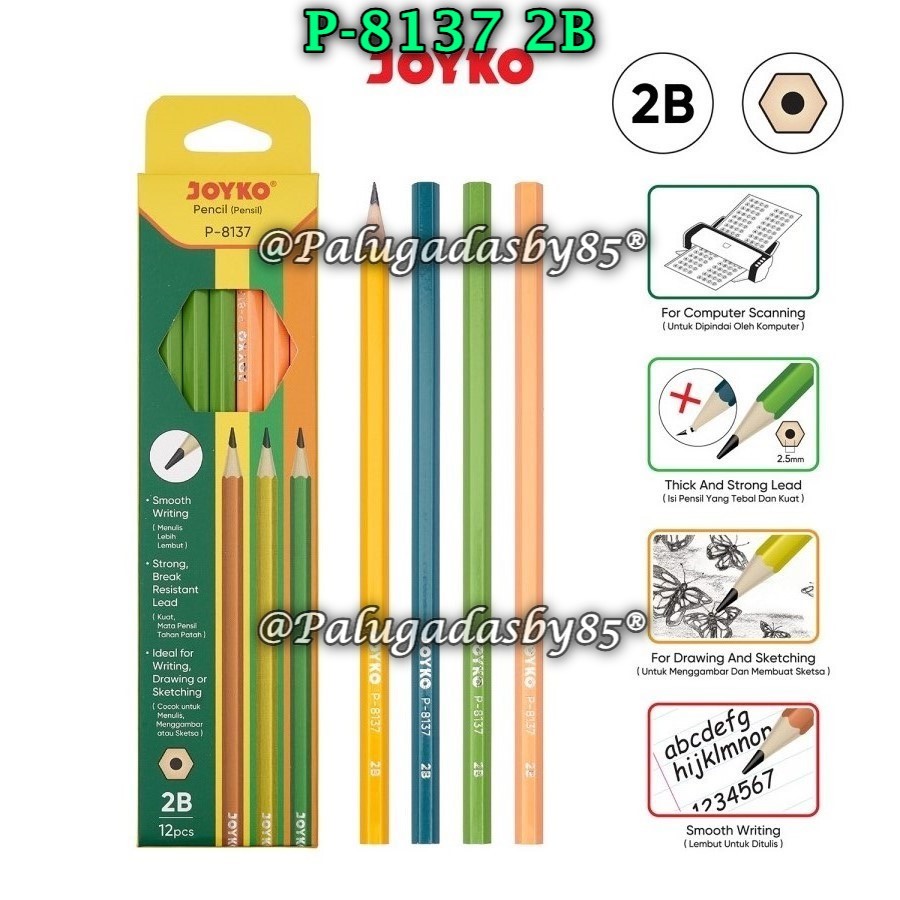 

(1 Pak/12 Pcs) GROSIR Pensil JOYKO P-8137 2B / Pencil Pensil Joyko P-8137 2B / P8137 (1 Pak/12 Pcs)