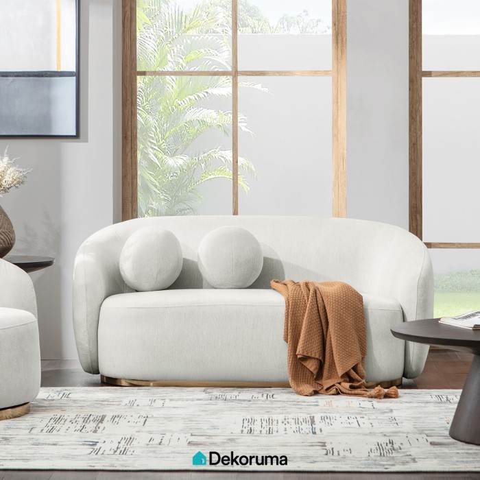 Dekoruma UMIKO Sofa 2 Seater / Sofa 2 Dudukan Kain / Sofa Ruang Tamu - Putih