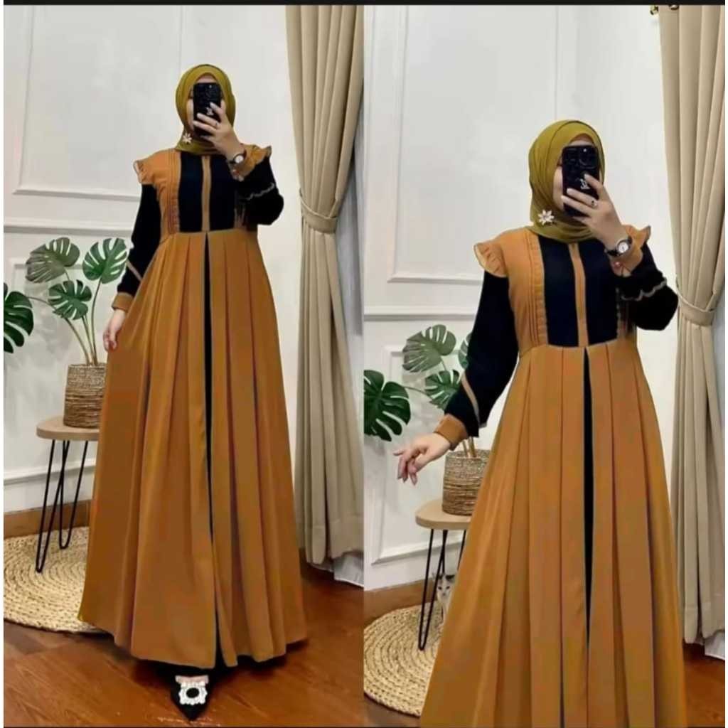 ZELINE DRESS MAXY / GAMIS RUFFLE MEWAH CRINKLE ALEVA TERBARU 2024