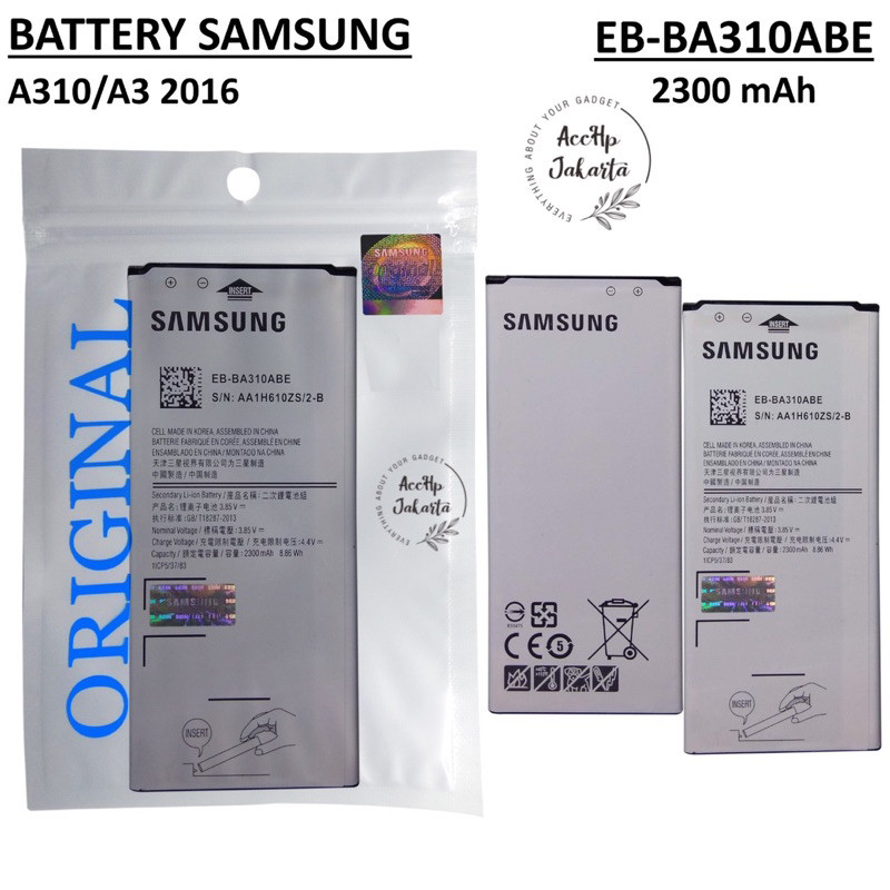 Batre Baterai Samsung A3 2016 / A310 EB-BA310ABE Batrei Batrai Battery Original 100% Distributor