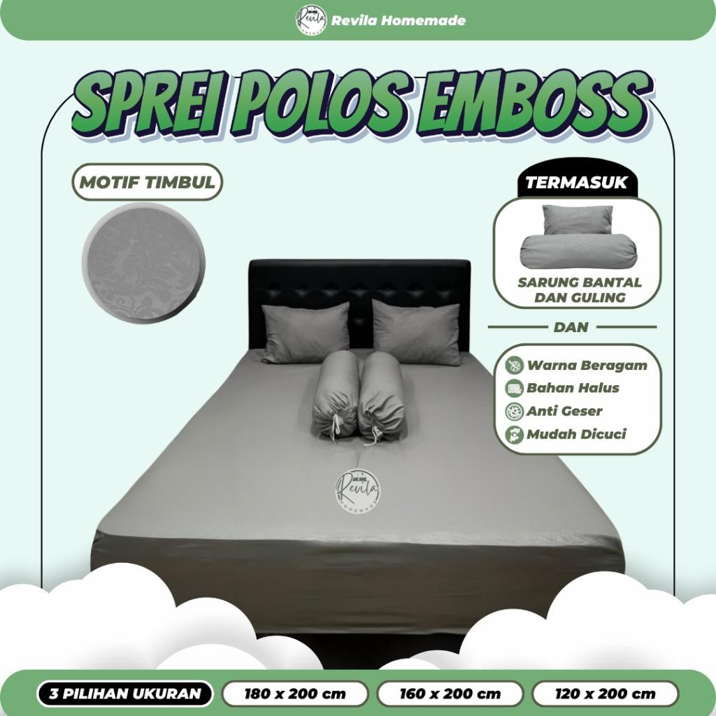 Sprei Polos Embos Katun Tinggi 30 Uk 180X200, 160X200, 120X200 - Sprei Homemade Polos Katun Murah