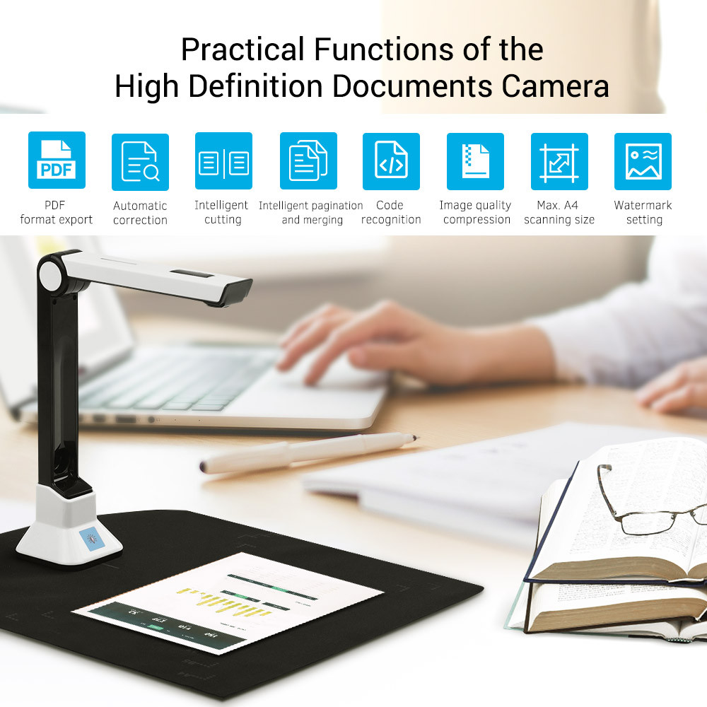 

Portable Document scanner a4 10 Mega pixel book scanner documents camera a4 paper files High Definition escaner documentos a3