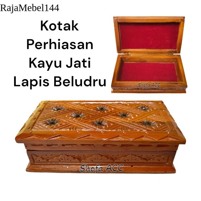 

Kotak Wadah Tempat Perhiasan Emas Kayu Jati Ukir Lapis Bludru termurah