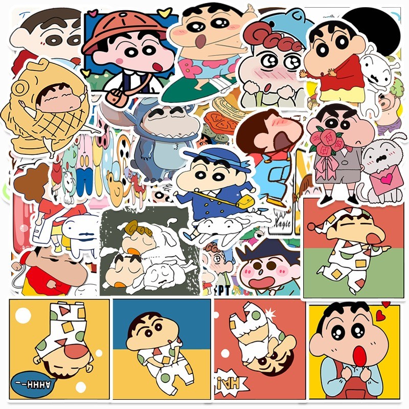 

50 Pcs Sticker Crayon Shin Chan Vinyl Waterproof untuk Tempelan Laptop Tumbler HP Koper DIY [4]