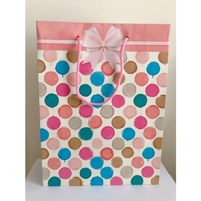 

Paper bag premium polkadot warna warni jumbo M