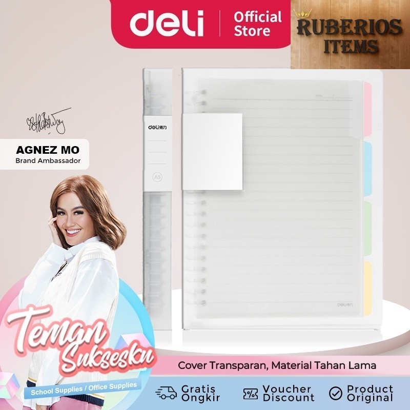 

Deli Loose Leaf / Buku Catatan Binder Clip Notebook 60 Lembar QHX560