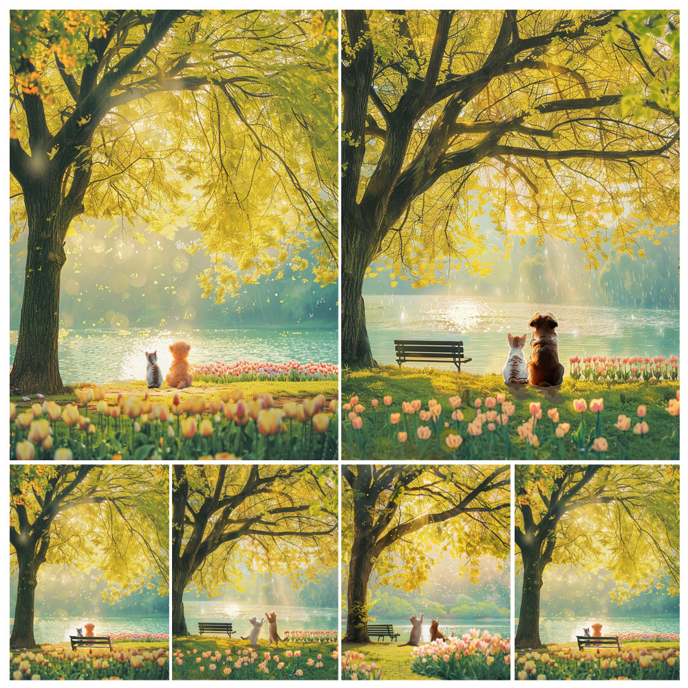 

Hand Painting Animal Banyan Tree By The Lake Landscape Painting By Numbers Kit DIY Artwork Canva Art GiftHome Decoration Gift