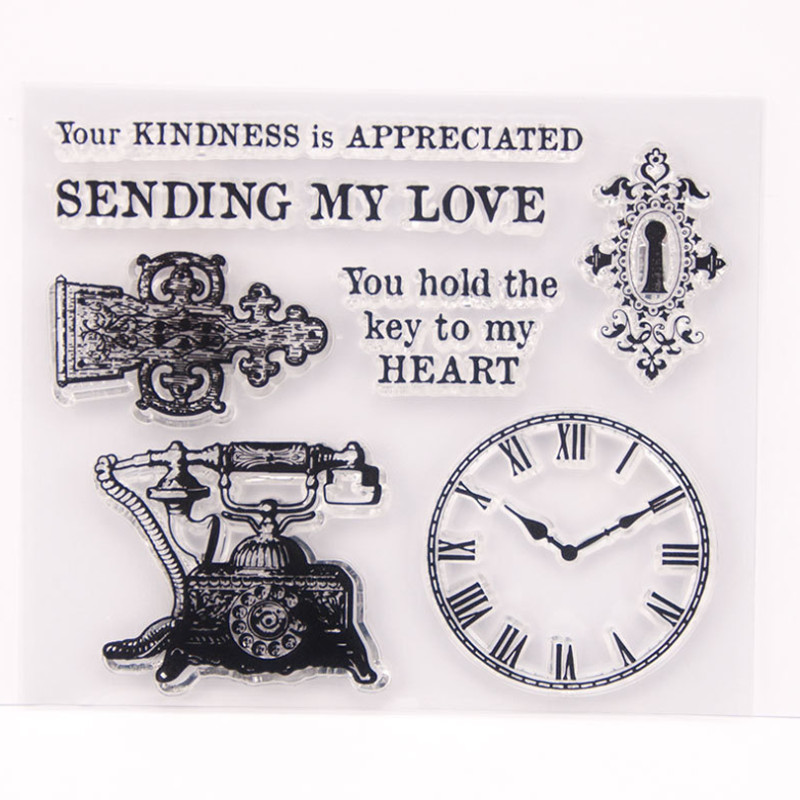 

Clock Phone Transparent Clear Silicone Stamp Seal DIY Scrapbooking Rubber Stamping Coloring Embossing Diary Decor Reusable T1314