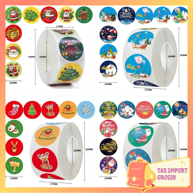 

Tas Import 6464 Stiker Label Kemasan Hampers / 500 PCS Cute Christmas Sticker / Packing Label Sticker Natal / 1 Roll 500 PCS Sticker