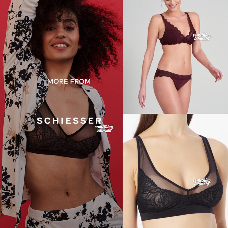 [ONE SET] SCHIESSER ABOUT YOU Unpadded Wirefree Mesh Sheer Natural Liquid Lift Bralette No Pads Unwi