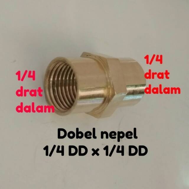 Double Sock Nepel Drat Dalam 1/4  x 1/4 Drat Dalam