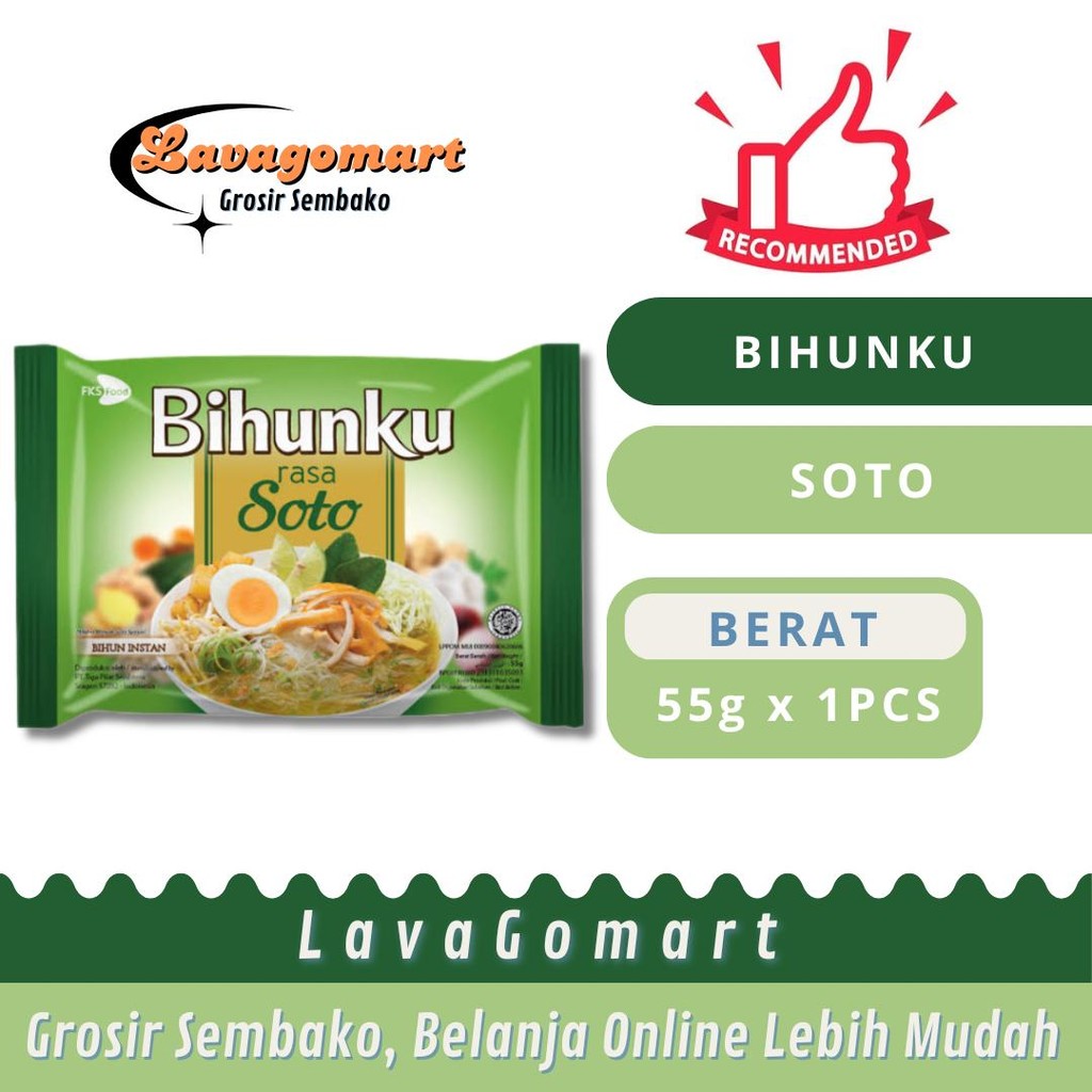 

BIHUNKU BIHUN INSTAN SOTO 55g - 1 PCS - LAVAGOMART - BANDUNG