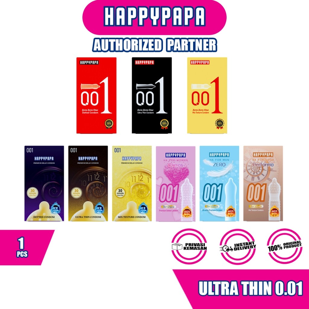 Kondom Super Tipis 0.01 Gerigi Tahan Lama Anti Bocor isi 1 pcs Happypapa