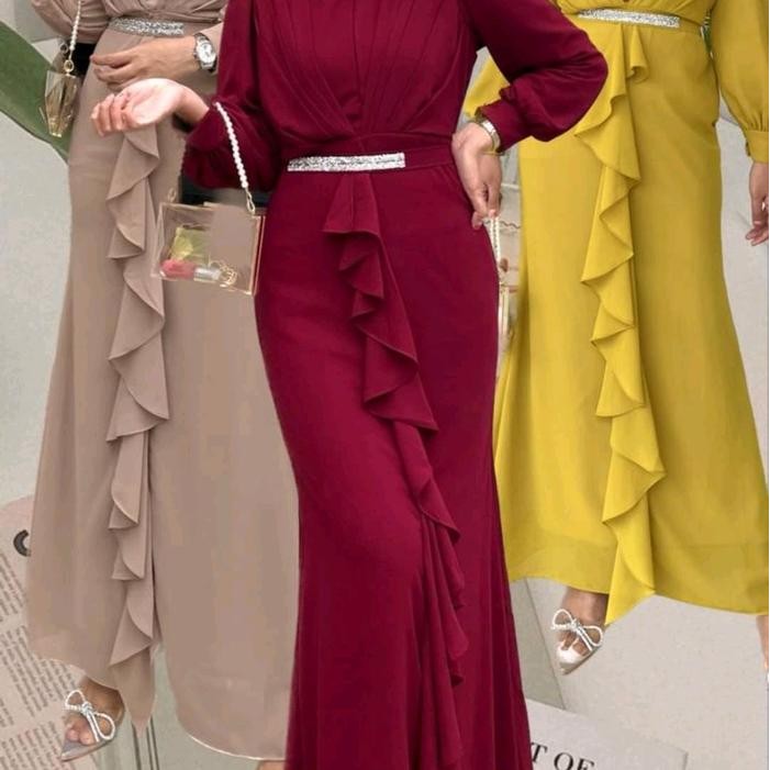 NEW -KIANDRA DRESS CERUTI | Outfit Kondangan Bridesmaid | Gaun Pesta Simple Mewah - LIME, STANDARD D