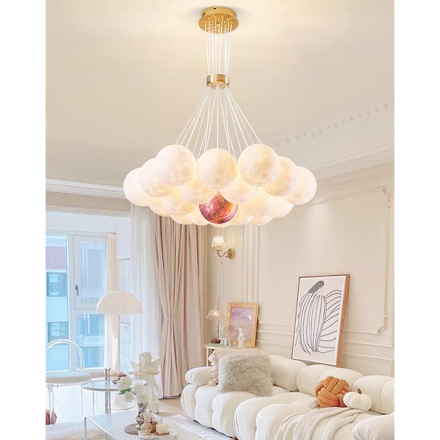 Lampu Gantung Bulan Ruang Tamu Ruang Makan Lampu Gantung Desainer Modern Lampu Planet Kamar Anak-ana