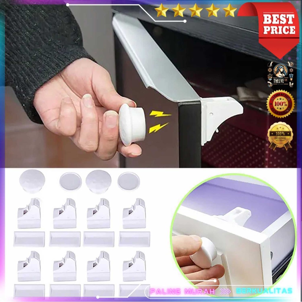 

KOOLBOYZ Kunci Laci Lemari Magnetic Safety Kids Drawer 8 Lock 2 Key - LK-004-KB