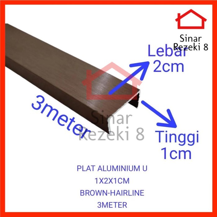 Plat Aluminium List U Brown Hairline 10 x 20 x 10 mm Baleno / Lis Edging Interior Cokelat Coklat Dek