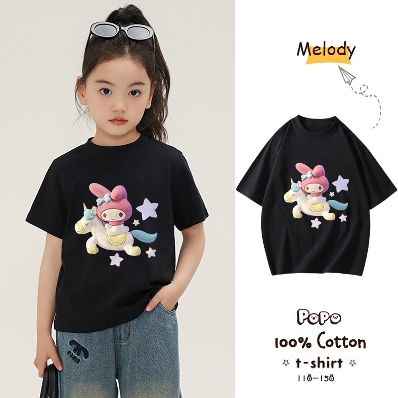 Deluxe Terbaru Cetakan Kartun Kuromi Anjing Kayu Manis Melody Saya Baju Anak Laki-Laki Perempuan Kao
