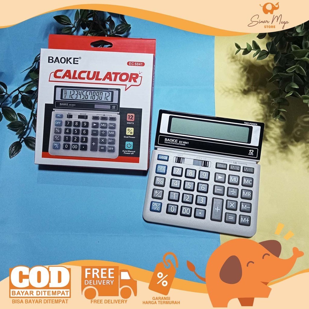 

BaoKe Calculator EC-6841 Kalkulator 12 Digit Dual Power Murah