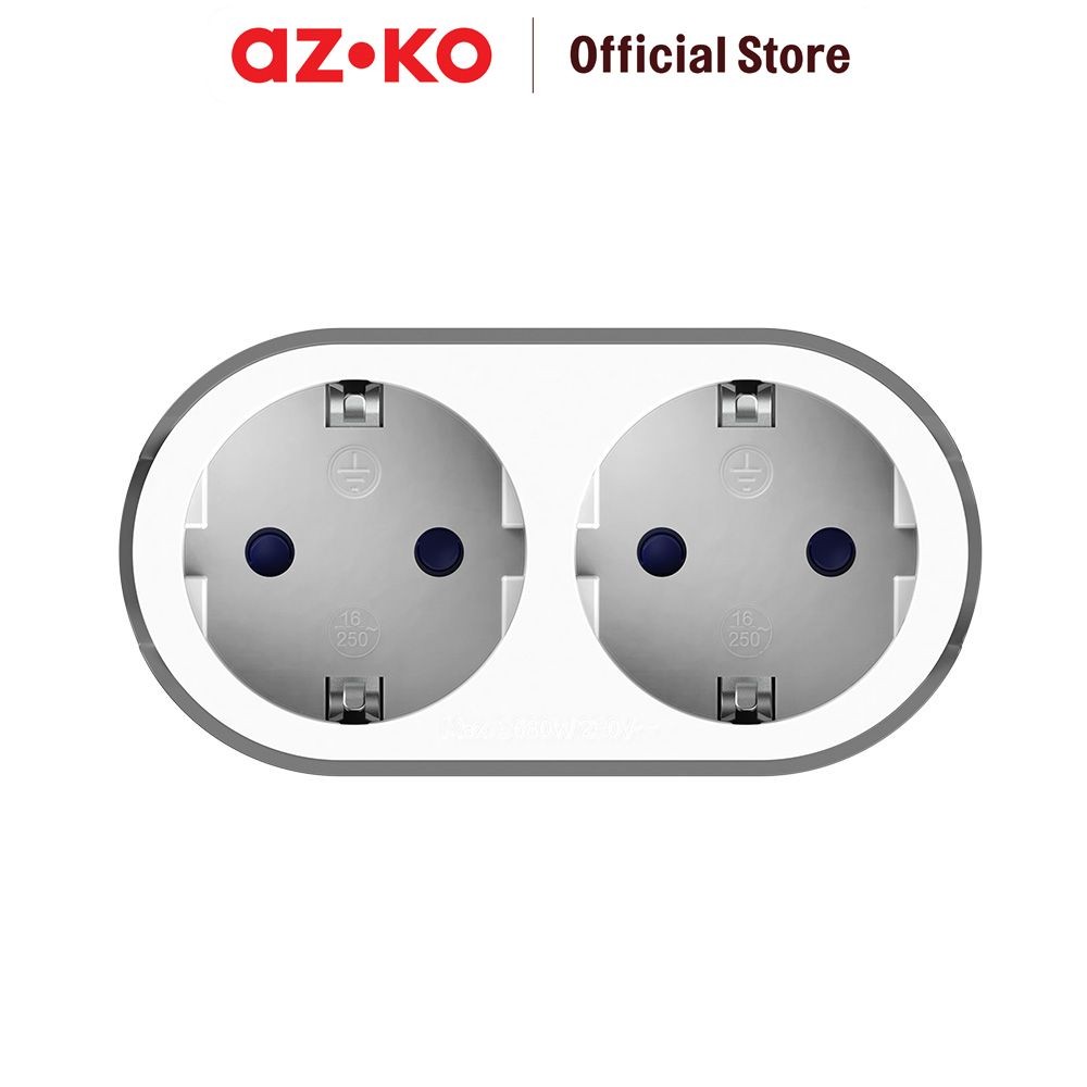 AZKO Krisbow Stop Kontak 2 Soket - Abu-Abu/Putih Electric Socket Terminal Colokan Listrik Stopkontak